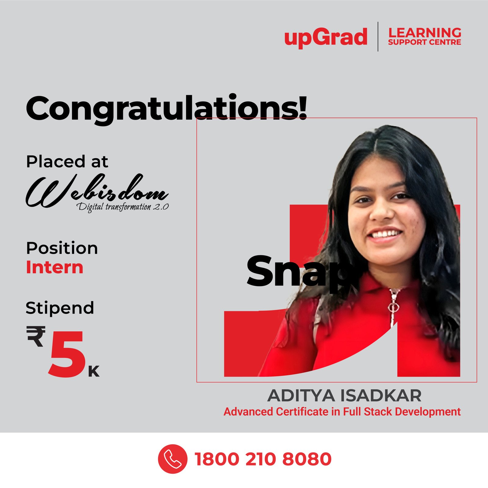 ADITYA ISADKAR placed at Webisdom.